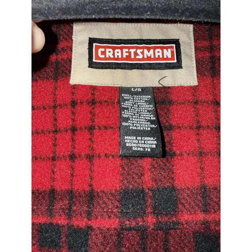 Craftsman Fleece Lined Work Jacket Snap Button Tan Canvas Men’s Size Large